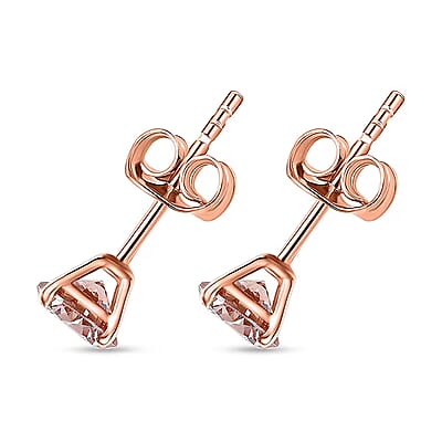 Luxuriant Lab Grown Pink Diamond (IR) VS 1.00 ctw Solitaire Stud Earrings in 10K Rose Gold