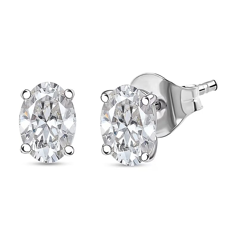 Luxuriant Lab Grown Diamond E-F VS 1.50 ctw Solitaire Stud Earrings in 10K White Gold 