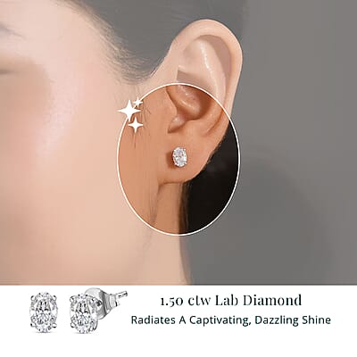 Luxuriant Lab Grown Diamond E-F VS 1.50 ctw Solitaire Stud Earrings in 10K White Gold 