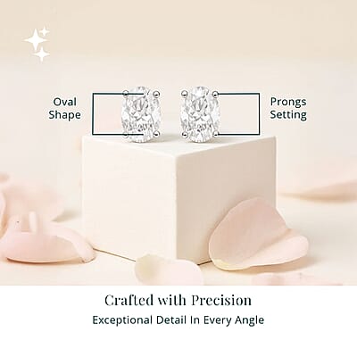 Luxuriant Lab Grown Diamond E-F VS 1.50 ctw Solitaire Stud Earrings in 10K White Gold 