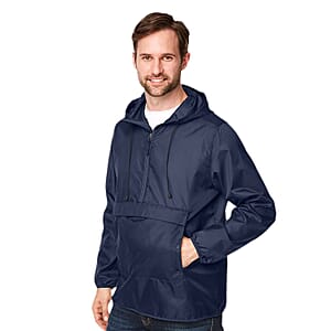 Closeout Team 365 Navy Packable Fanny Pack Unisex Anorak Weather Jacket - 2X