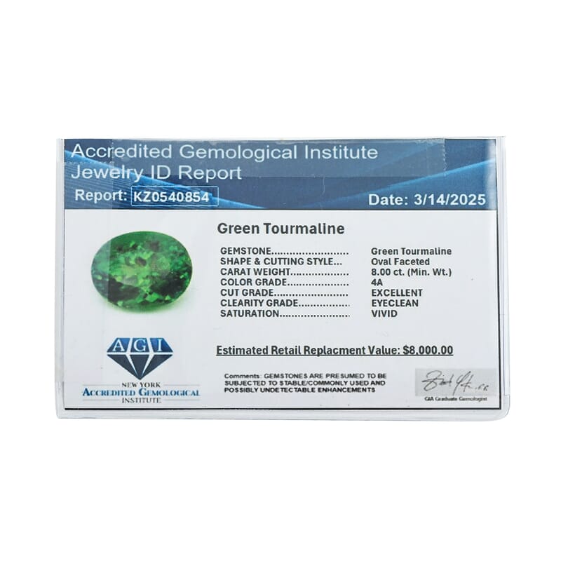 Certified & Appraised AAAA Sapo Tourmaline (Oval Free Size) 8.00 ctw