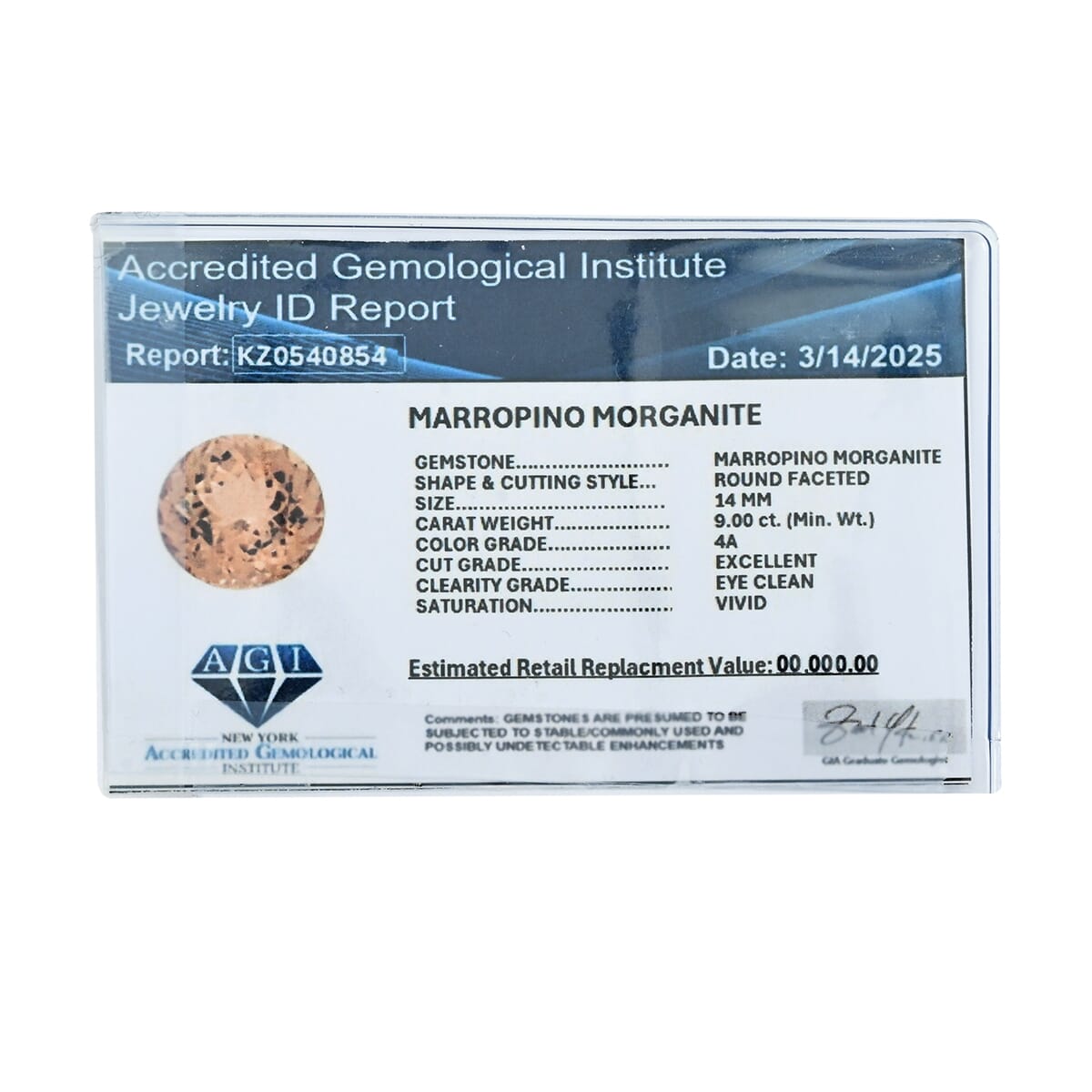Certified & Appraised AAAA Marropino Morganite (Rnd Free Size) 9.00 ctw image number 5