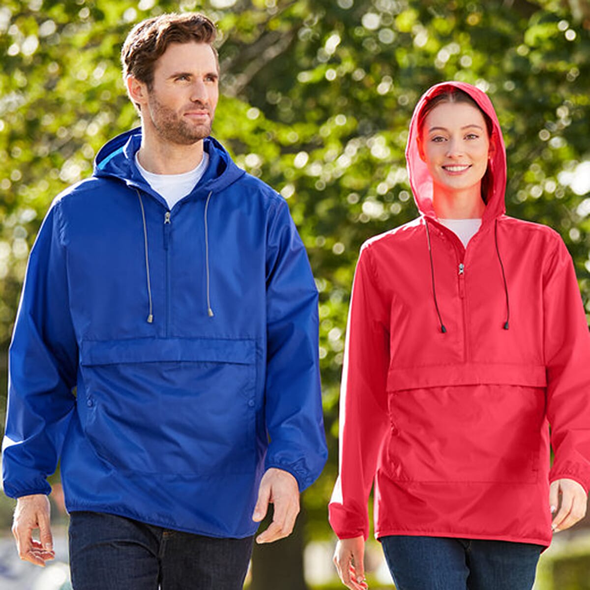 Closeout Team 365 Red Packable Fanny Pack Unisex Anorak Weather Jacket - 2X image number 4