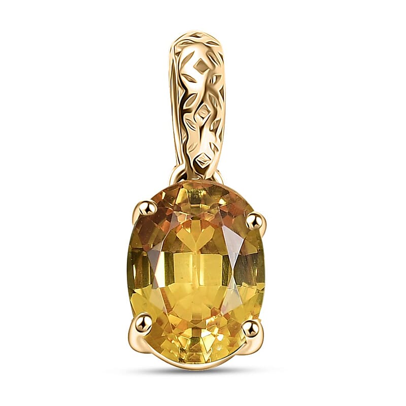 Mirage Collection AAA Madagascar Yellow Sapphire 1.50 ctw Golden Grove Pendant without Chain in 10K Yellow Gold