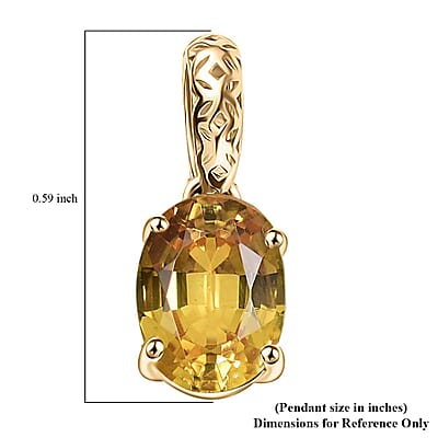 Mirage Collection AAA Madagascar Yellow Sapphire 1.50 ctw Golden Grove Pendant without Chain in 10K Yellow Gold