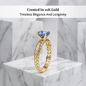 Mirage Collection Madagascar Blue Sapphire Ring in 10K Yellow Gold 1.50 ctw (Size 6.0)