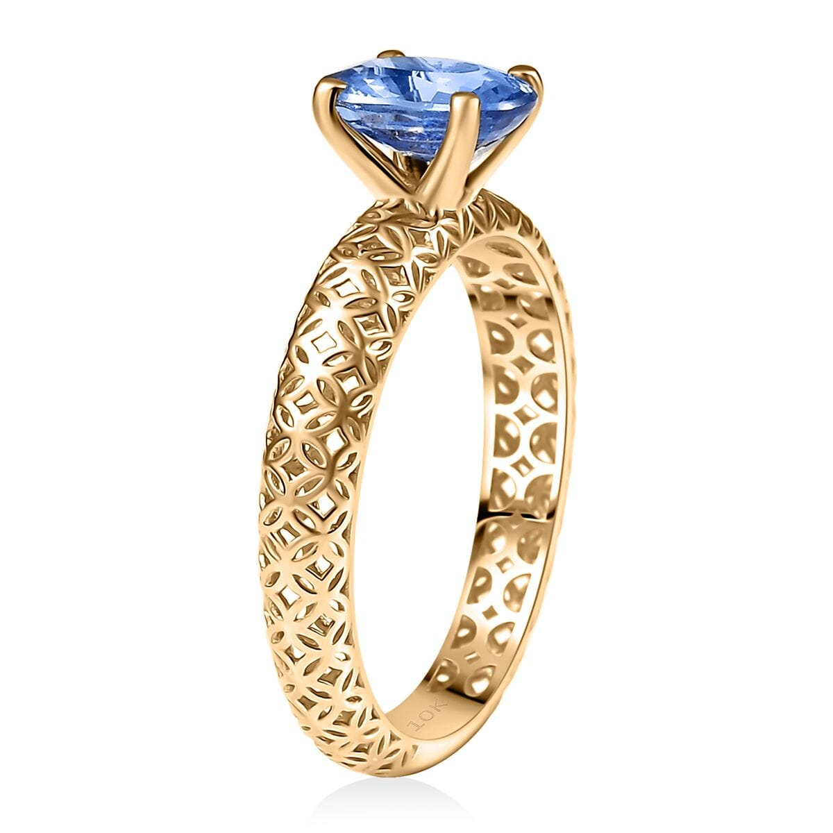 Mirage Collection Premium Madagascar Blue Sapphire 1.50 ctw Golden Grove Ring in 10K Yellow Gold (Size 6.0) image number 3