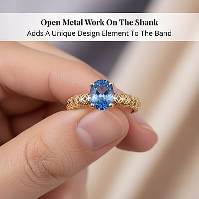 Mirage Collection Madagascar Blue Sapphire Ring in 10K Yellow Gold 1.50 ctw (Size 6.0)