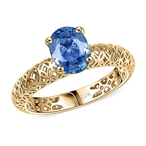 Mirage Collection Premium Madagascar Blue Sapphire 1.50 ctw Golden Grove Ring in 10K Yellow Gold (Size 7.0)
