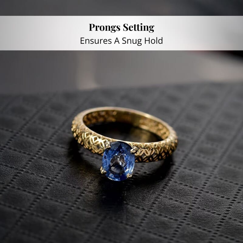 Mirage Collection Madagascar Blue Sapphire Ring in 10K Yellow Gold 1.50 ctw (Size 8.0)