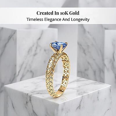 Mirage Collection Madagascar Blue Sapphire Ring in 10K Yellow Gold 1.50 ctw (Size 9.0)
