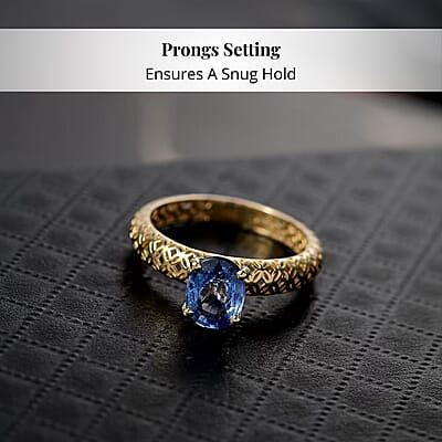 Mirage Collection Madagascar Blue Sapphire Ring in 10K Yellow Gold 1.50 ctw (Size 9.0)