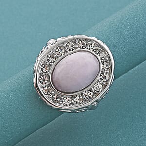 Kunzite and Simulated Diamond 3.30 ctw Ring in Stainless Steel (Size 6.0)