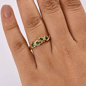 Kagem Zambian Emerald 0.34 ctw Ring in Vermeil Yellow Gold Over Sterling Silver (Size 10)