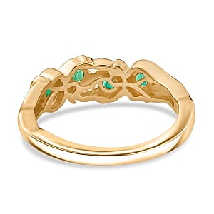 Kagem Zambian Emerald 0.34 ctw Ring in Vermeil Yellow Gold Over Sterling Silver (Size 10)