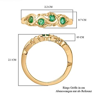 Kagem Zambian Emerald 0.34 ctw Ring in Vermeil Yellow Gold Over Sterling Silver (Size 10)