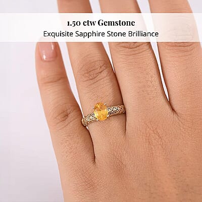 Mirage Collection Madagascar Yellow Sapphire Ring in 10K Yellow Gold 1.50 ctw (Size 10.0)