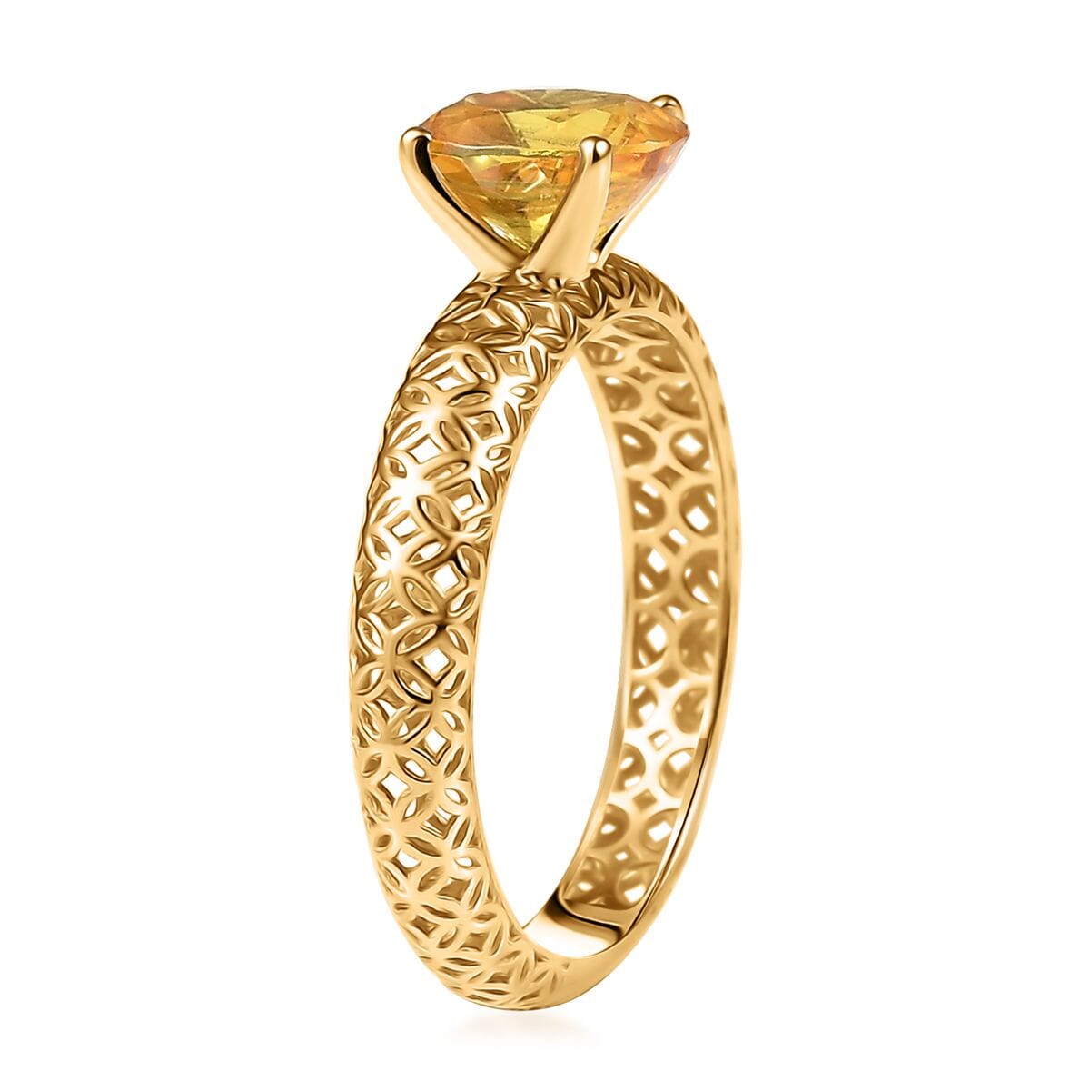 Mirage Collection Premium Madagascar Yellow Sapphire 1.50 ctw Golden Grove Ring in 10K Yellow Gold (Size 9.0) image number 3