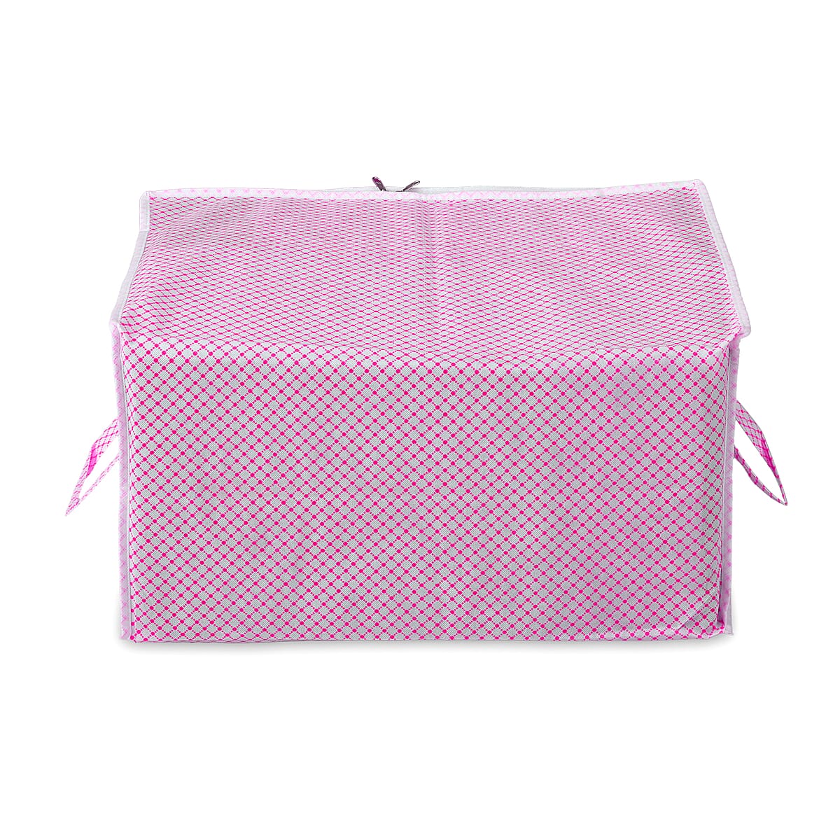 Set of 3 Pink & White Non-Woven Fabric Storage Bag with Clear Window image number 2