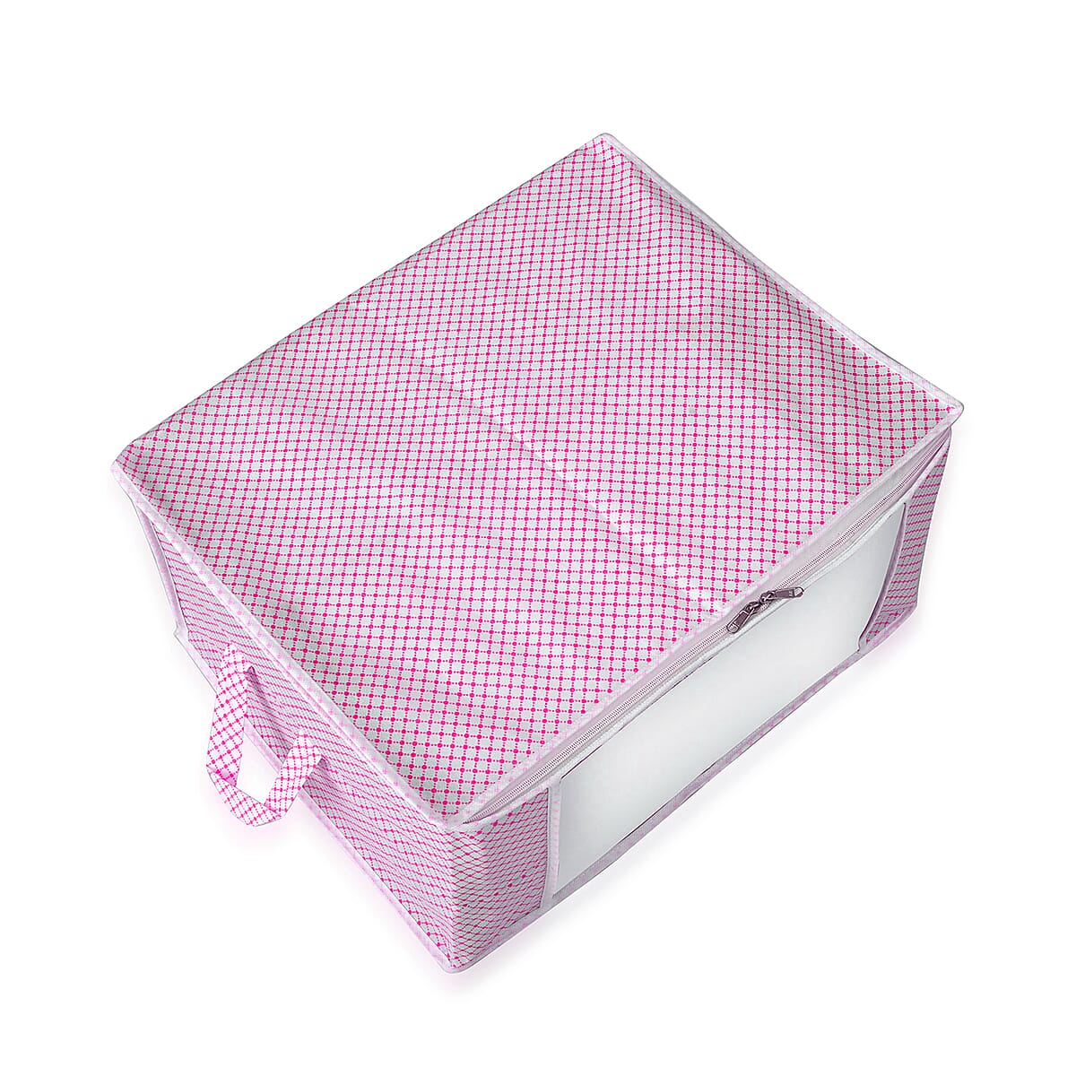 Set of 3 Pink & White Non-Woven Fabric Storage Bag with Clear Window image number 3