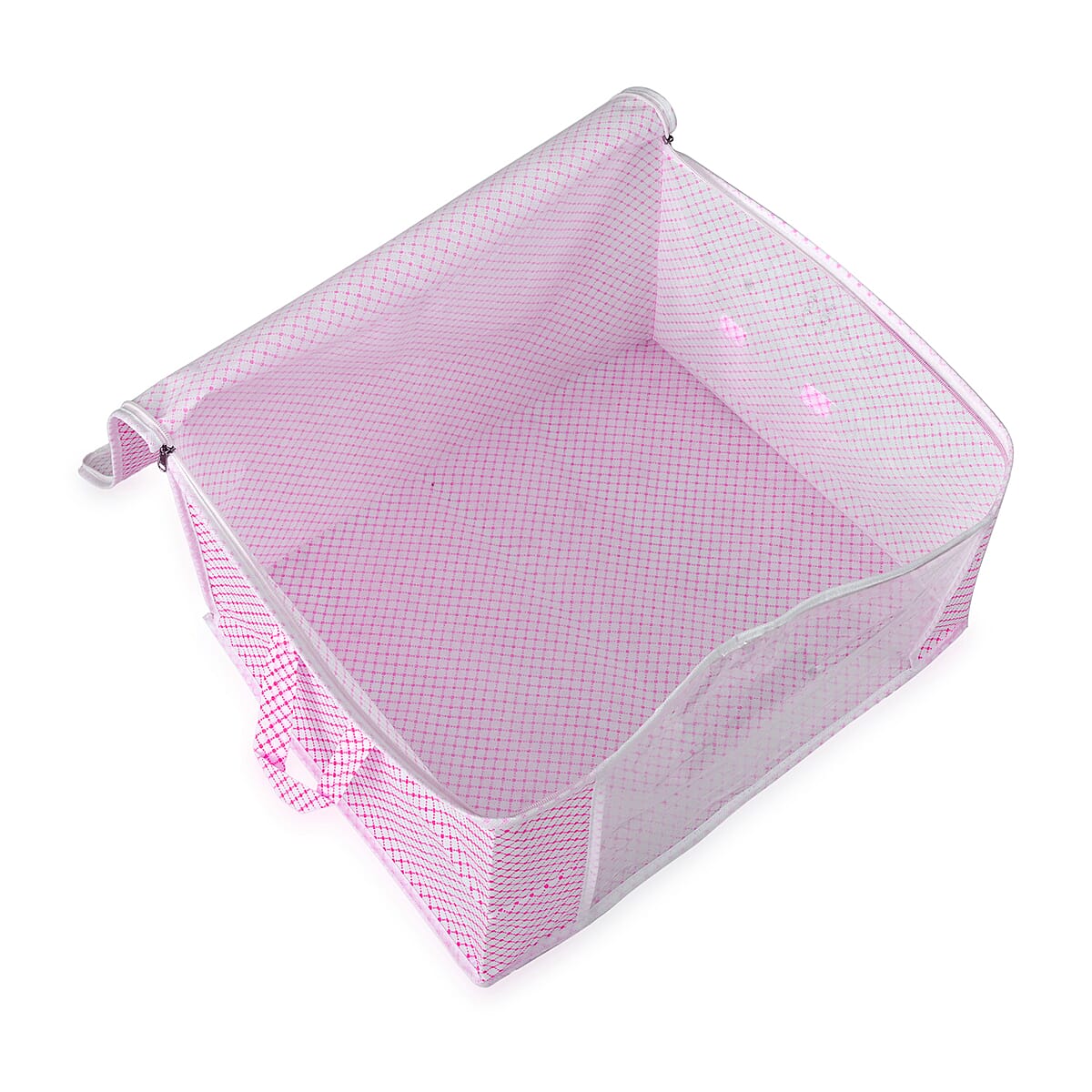 Set of 3 Pink & White Non-Woven Fabric Storage Bag with Clear Window image number 4