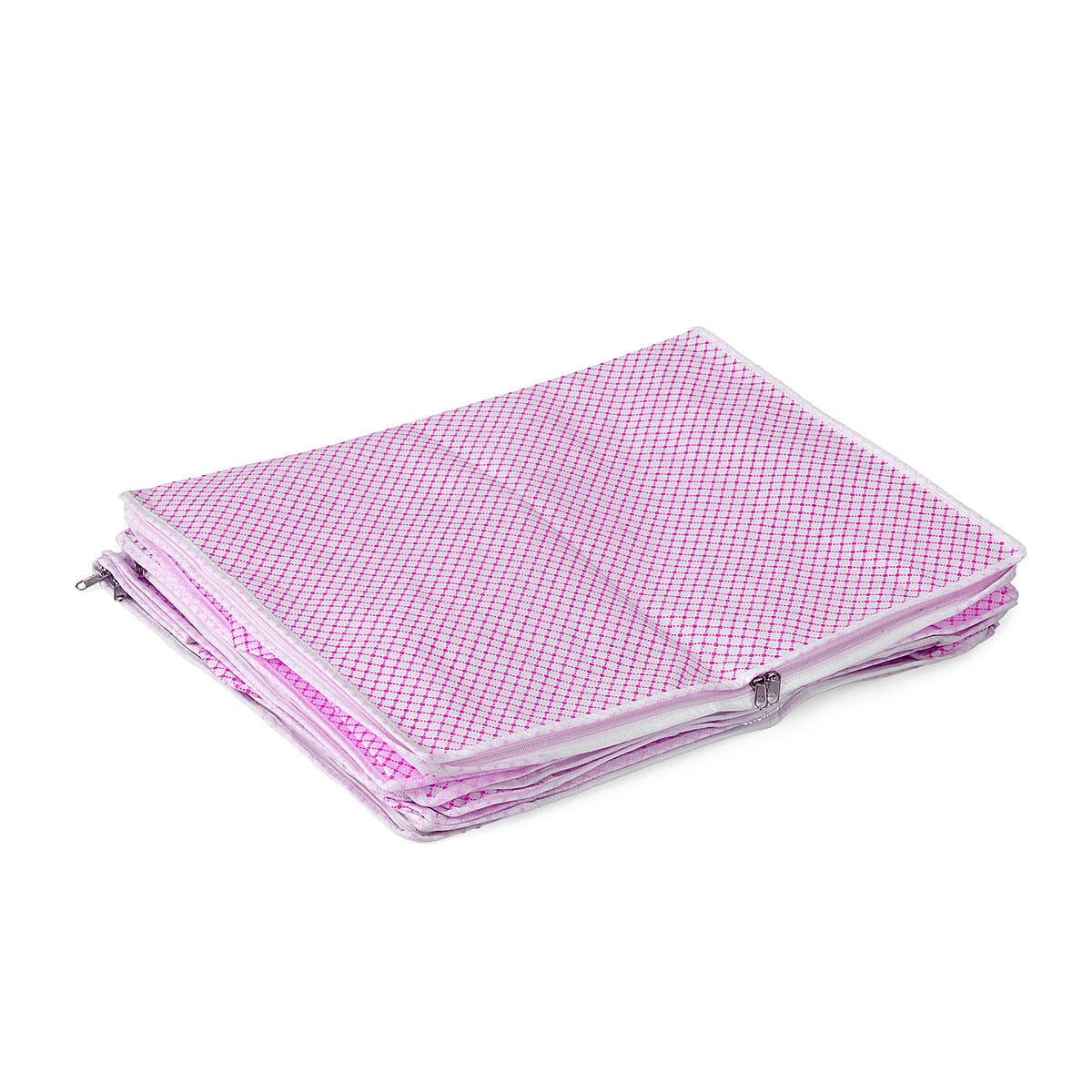 Set of 3 Pink & White Non-Woven Fabric Storage Bag with Clear Window image number 5