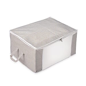Set of 3 Orange & White Non-Woven Fabric Storage Bag with Clear Window