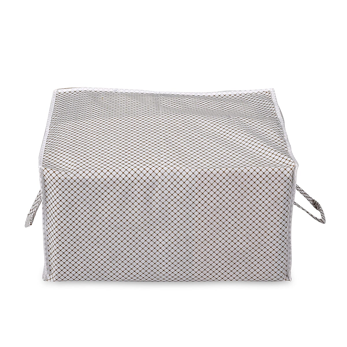 Set of 3 Orange & White Non-Woven Fabric Storage Bag with Clear Window image number 2