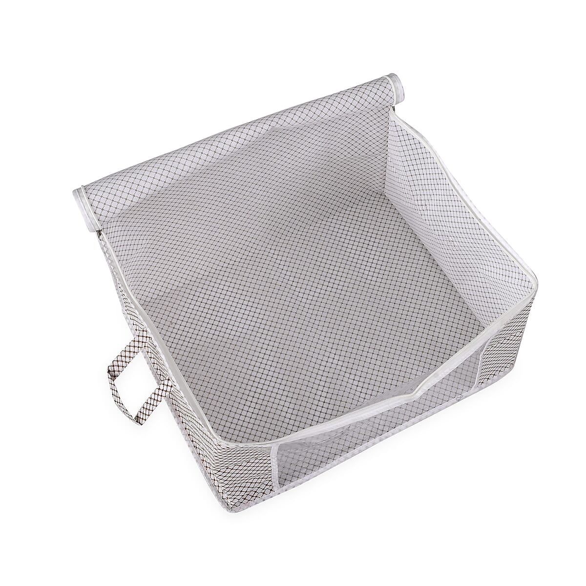 Set of 3 Orange & White Non-Woven Fabric Storage Bag with Clear Window image number 4