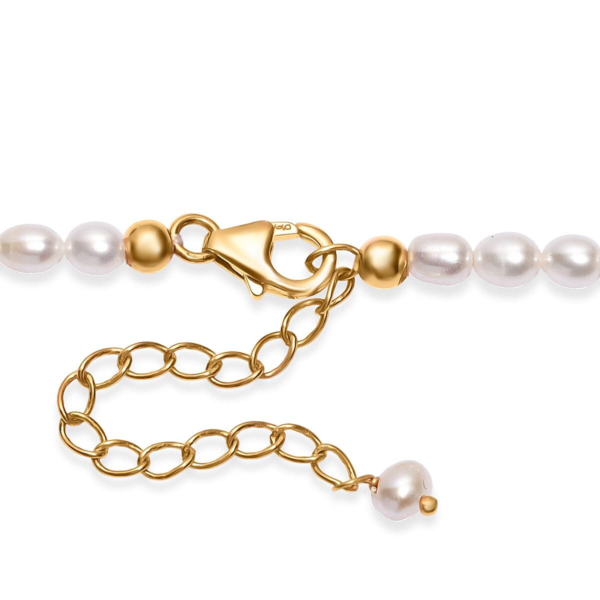 Freshwater Pearl and Larimar 8.00 ctw Necklace in 18K Vermeil Yellow Gold Over Sterling Silver 18 Inches