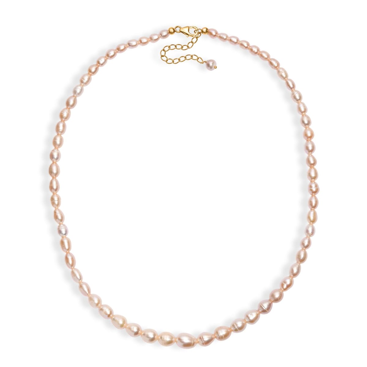 Peach Freshwater Pearl Drop Shape Necklace in 18K Vermeil Yellow Gold Over Sterling Silver 18 Inches image number 3