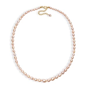 Peach Freshwater Pearl Drop Shape Necklace in 18K Vermeil Yellow Gold Over Sterling Silver 18 Inches