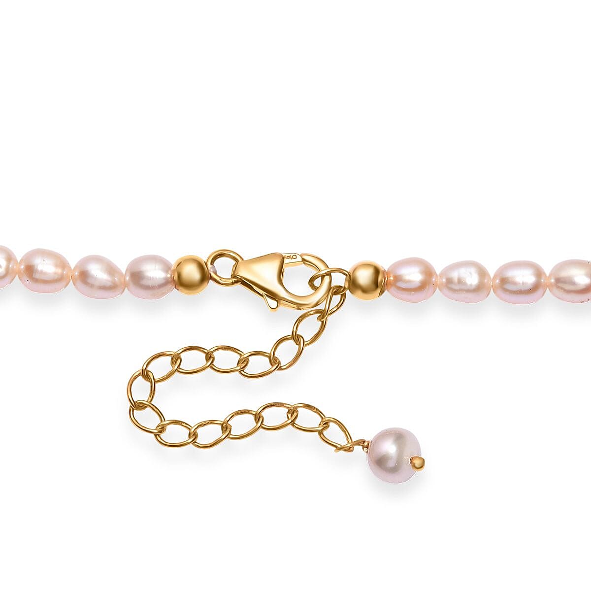 Peach Freshwater Pearl Drop Shape Necklace in 18K Vermeil Yellow Gold Over Sterling Silver 18 Inches