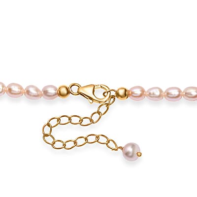 Peach Freshwater Pearl Drop Shape Necklace in 18K Vermeil Yellow Gold Over Sterling Silver 18 Inches
