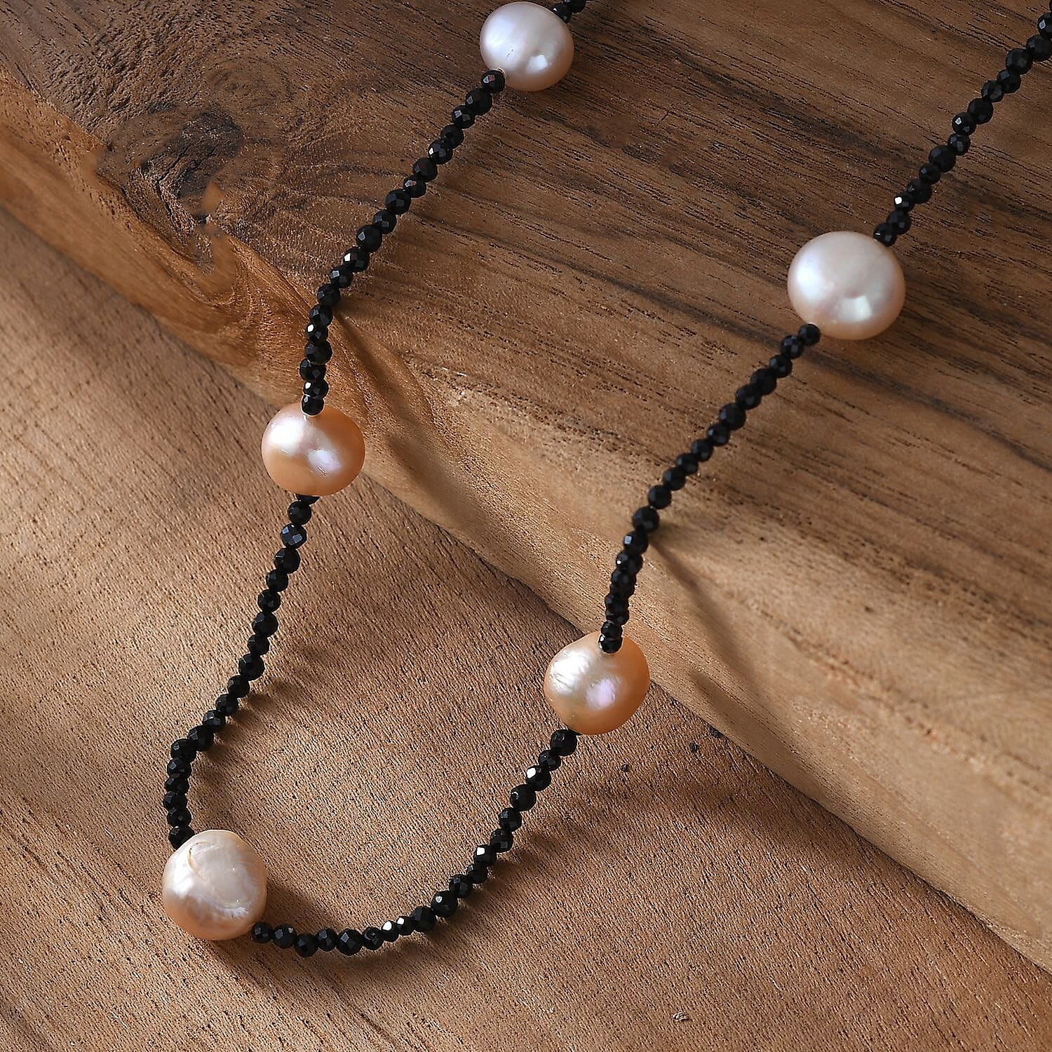 Buy Freshwater Pearl and Thai Black Spinel 15.00 ctw Necklace in
