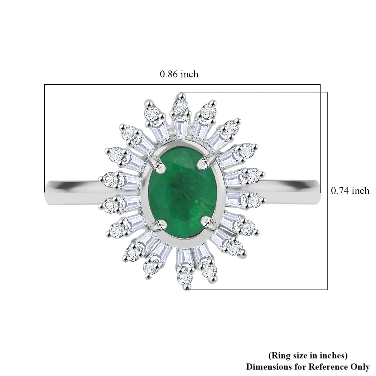 Premium Kagem Zambian Emerald and Moissanite 1.65 ctw Eternal Light Ring in Rhodium Over Sterling Silver image number 4