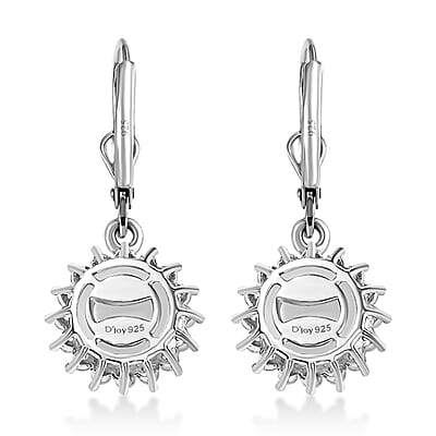 D'Joy Peach Freshwater Pearl and White Zircon 0.30 ctw Sunlit Bloom Earrings in Rhodium Over Sterling Silver