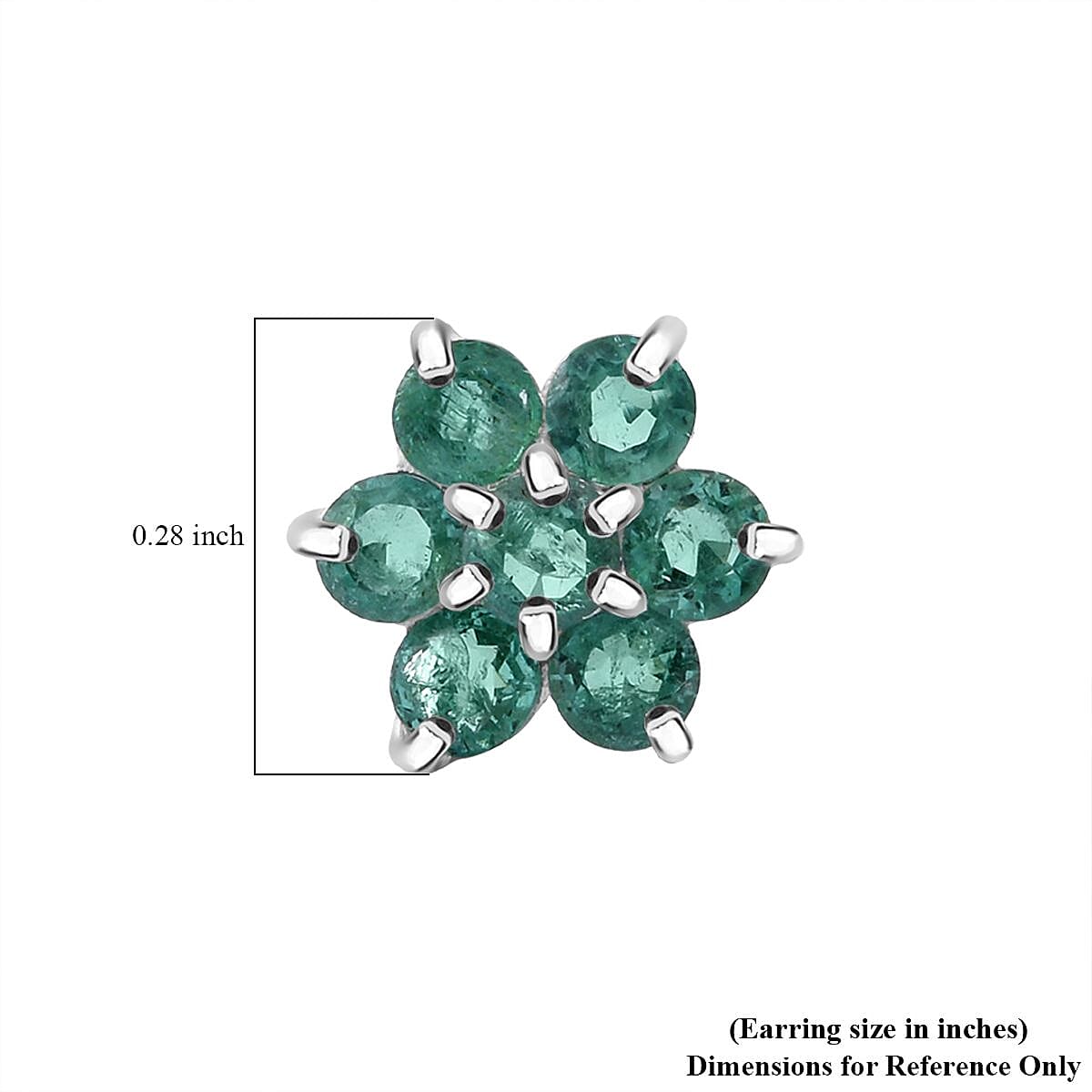 D'Joy AAA Kagem Zambian Emerald 1.00 ctw Floral Stud Earrings in Rhodium Over Sterling Silver
