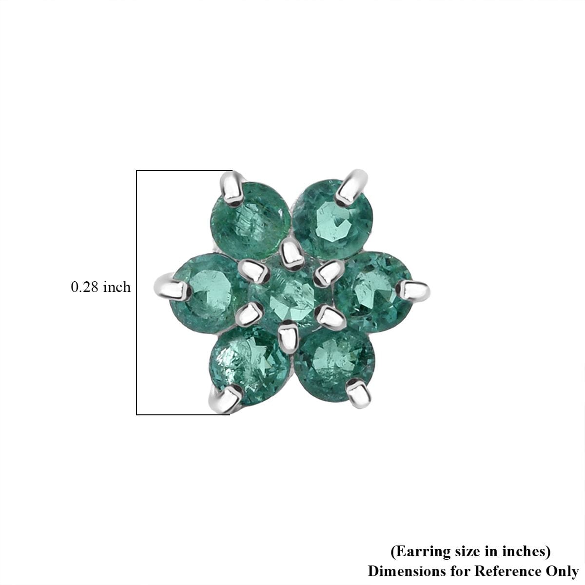 D'Joy AAA Kagem Zambian Emerald 1.00 ctw Floral Stud Earrings in Rhodium Over Sterling Silver  image number 4