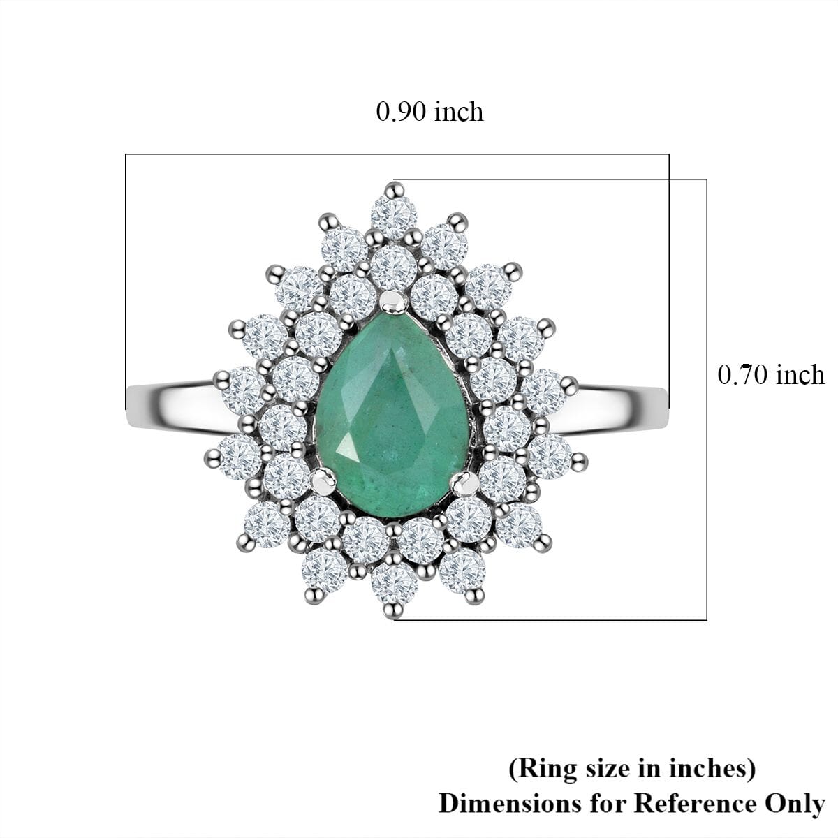Premium Kagem Zambian Emerald and Moissanite 1.60 ctw Forest Bloom Ring in Rhodium Over Sterling Silver (Size 10.0)  image number 5