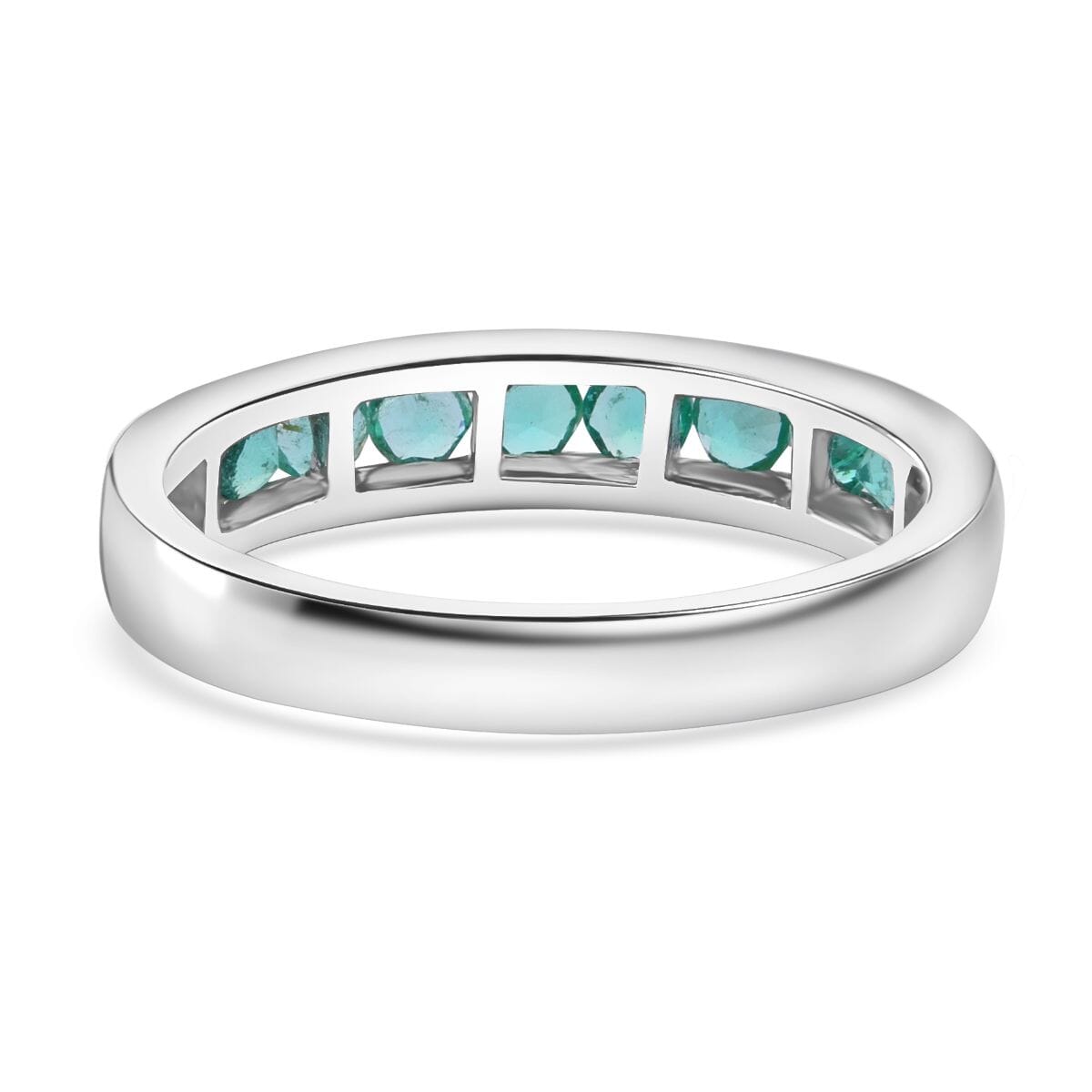 Premium Kagem Zambian Emerald Ring in Rhodium Over Sterling Silver (Size 10.0) 1.00 ctw image number 4