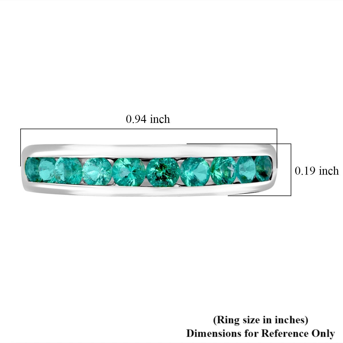 Premium Kagem Zambian Emerald 1.00 ctw Half Eternity Band Ring in Rhodium Over Sterling Silver (Size 6.0) image number 5