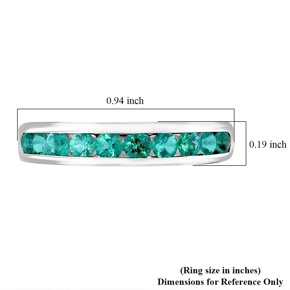 Premium Kagem Zambian Emerald 1.00 ctw Half Eternity Band Ring in Rhodium Over Sterling Silver (Size 9.0) image number 5