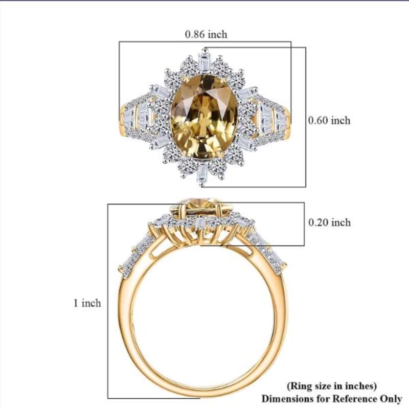 Luxoro 10K Yellow Gold AAA Tanzania Yellow Zircon, Luxuriant Lab Grown Diamond Golden Radiance Ring (Size 7.5) 5.25 ctw