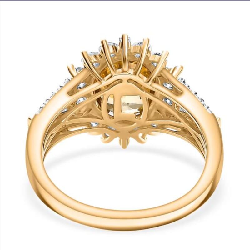 Luxoro 10K Yellow Gold AAA Tanzania Yellow Zircon, Luxuriant Lab Grown Diamond Golden Radiance Ring (Size 7.5) 5.25 ctw