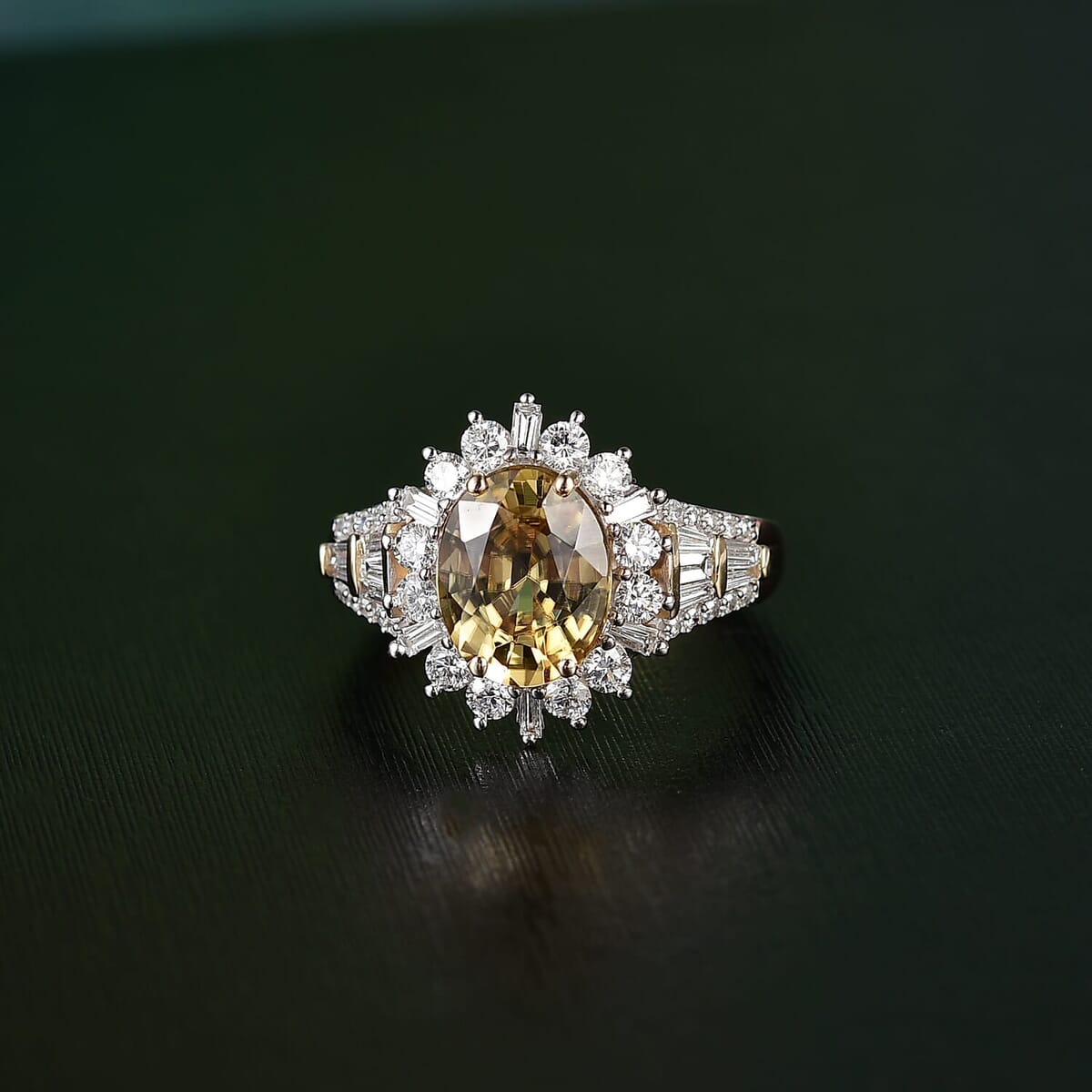 Luxoro 10K Yellow Gold AAA Yellow Zircon and    Luxuriant Lab Grown Diamond 5.25 ctw Ring (Size 10.0)  image number 1