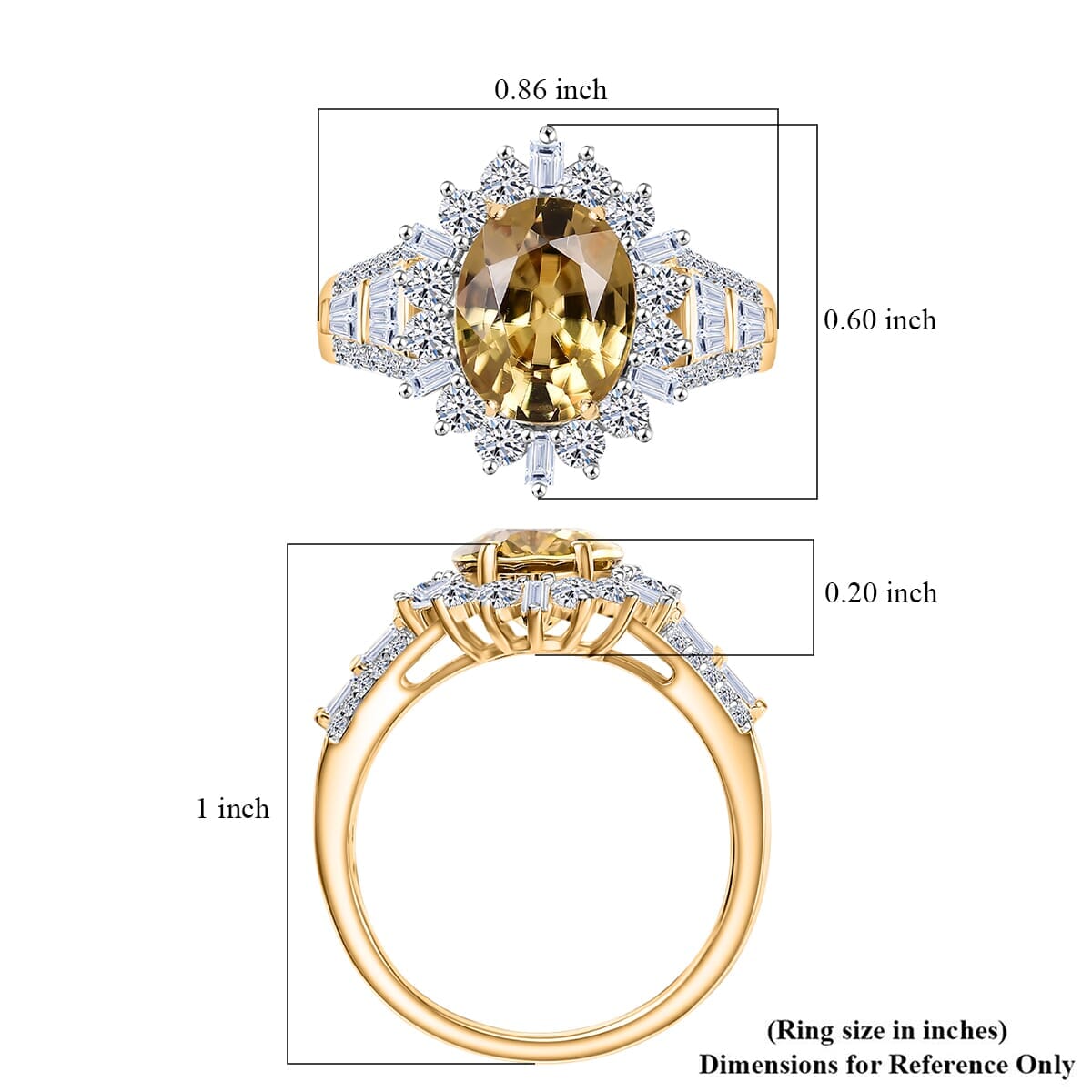 Luxoro 10K Yellow Gold AAA Yellow Zircon and    Luxuriant Lab Grown Diamond 5.25 ctw Ring (Size 10.0)  image number 5
