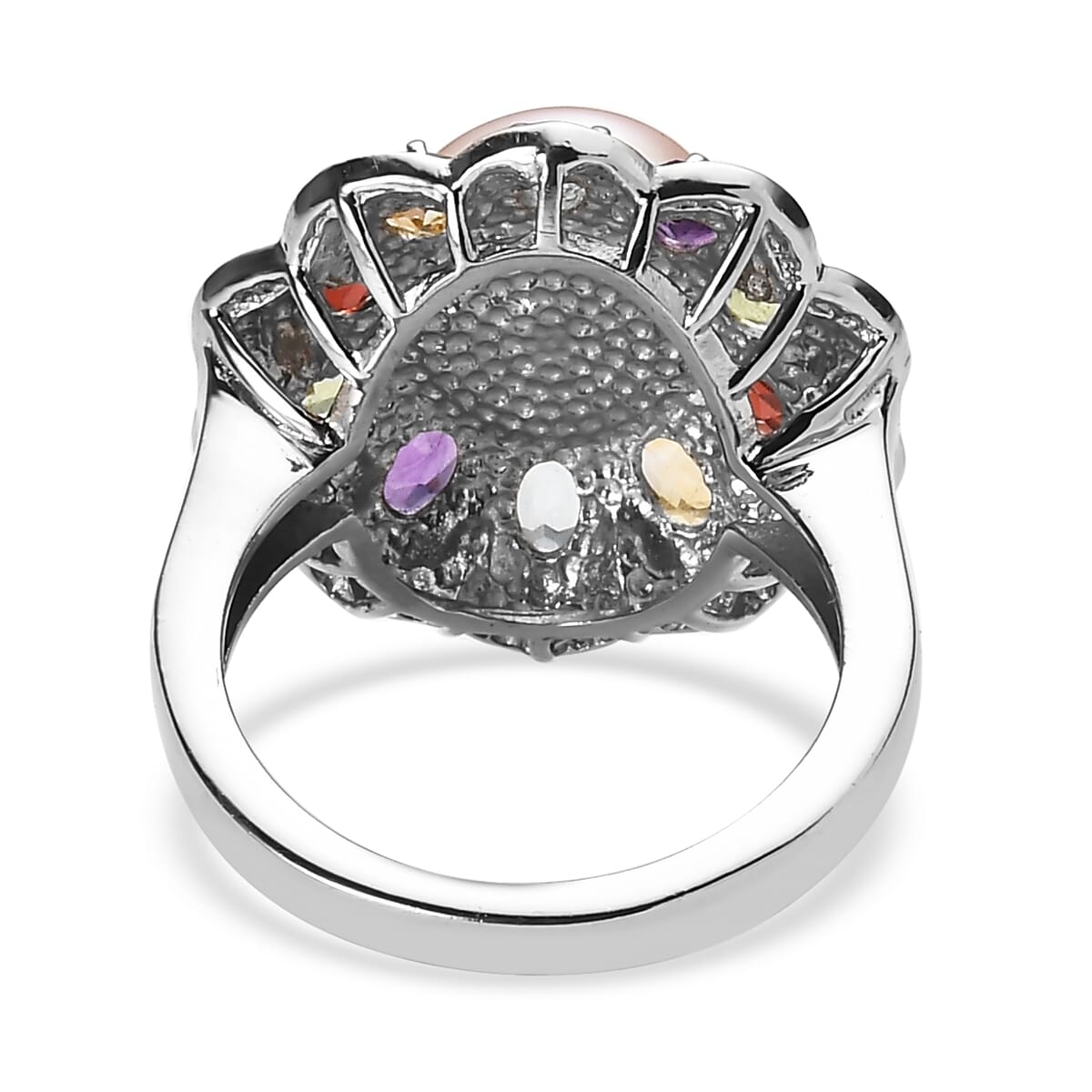 Ever True Lavender Pearl and Multi Gemstone 1.75 ctw Celestial Garden Ring in Stainless Steel (Size 10.0) image number 4
