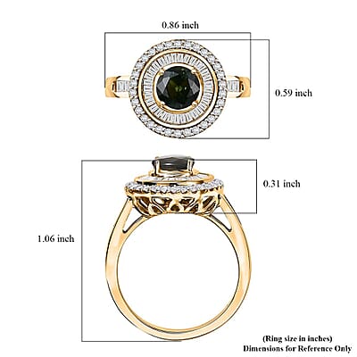 Certified & Appraised Luxoro 14K Yellow Gold AAA Milanoa Green Sapphire, Diamond (I2) (0.68 cts) Ring (Size 5.0) (5.15 g) 1.97 ctw